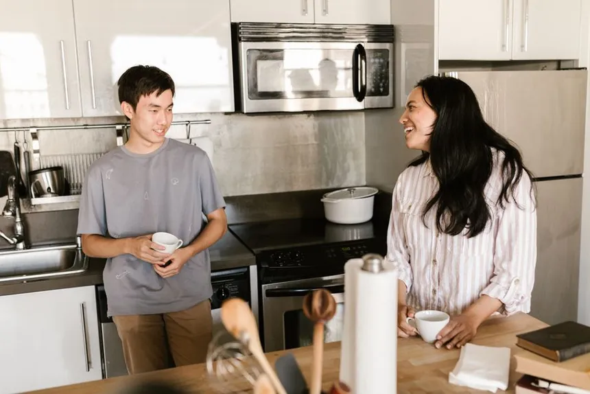 A tidy, lived-in kitchen with morning light